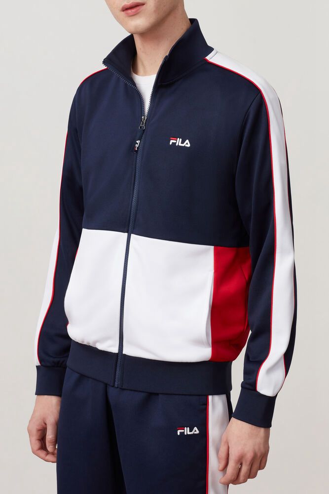 Fila Jacket Mens Navy/White/Red - Michele - Philippines 3296457-AK